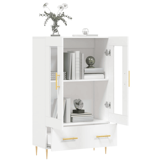 Armário alto - Bufete - Móvel de apoio 69,5x31x115 cm derivados de madeira branco pt1222