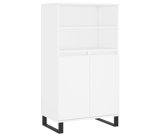 Aparador alto - mueble de almacenamiento madera contrachapada blanco 60x36x110 cm es622