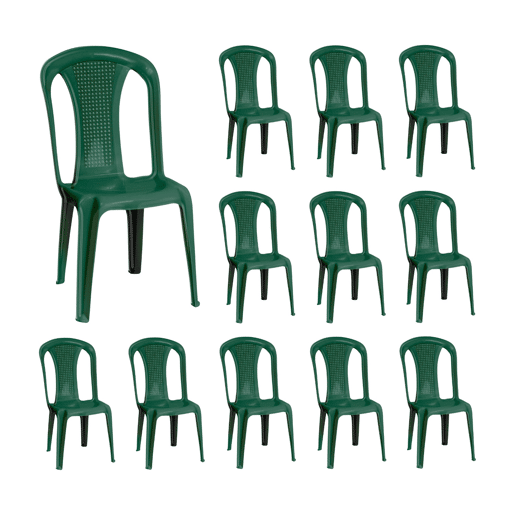 Pack 12 Cadeiras de Exterior Empilháveis sem Apoio de Braço 7house