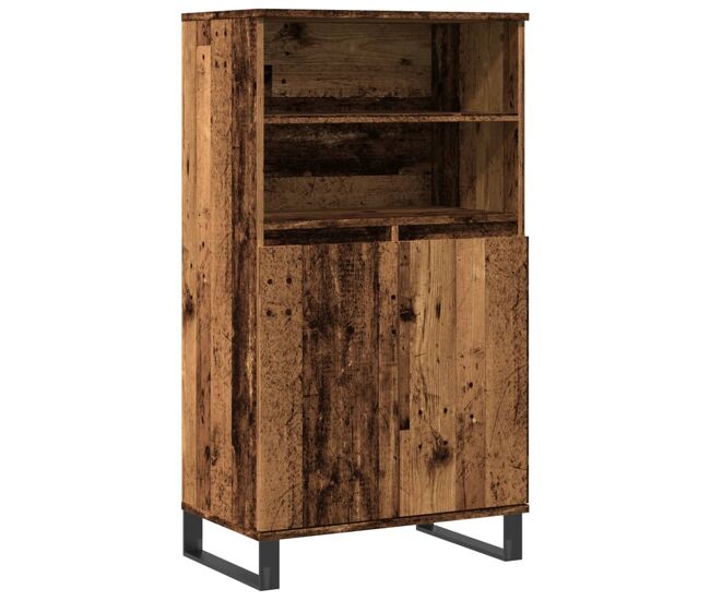 Aparador alto - mueble de almacenamiento madera de ingeniería envejecida 60x36x110 cm es1248