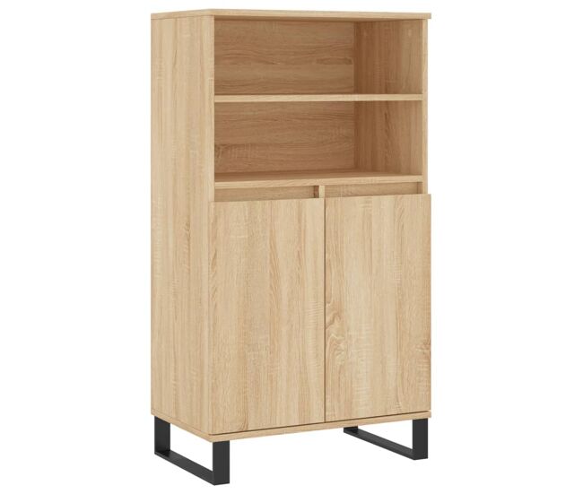 Aparador alto - mueble de almacenamiento madera contrachapada color roble 60x36x110 cm es772