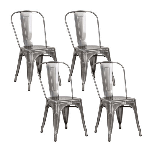 Pack 4 Cadeiras Empilháveis Industriais de Aço Thinia Home