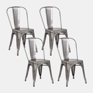 Pack 4 Cadeiras Empilháveis Industriais de Aço Thinia Home