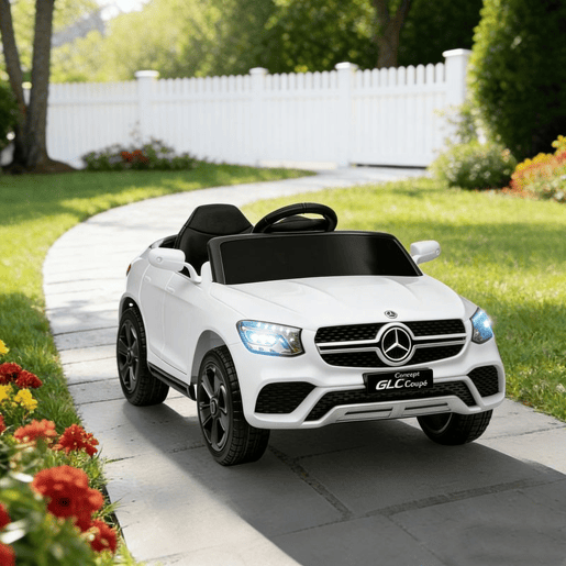 AIYAPLAY Carro Elétrico para Crianças Mercedes-Benz GLC, Coupé de Bateria 12V com Controlo Remoto 2,4 G Motor Duplo Arranque Progressivo 3u20135 kmh Uso 80 Min MP3 Buzina e Faróis LED 3-6 Anos Branco
