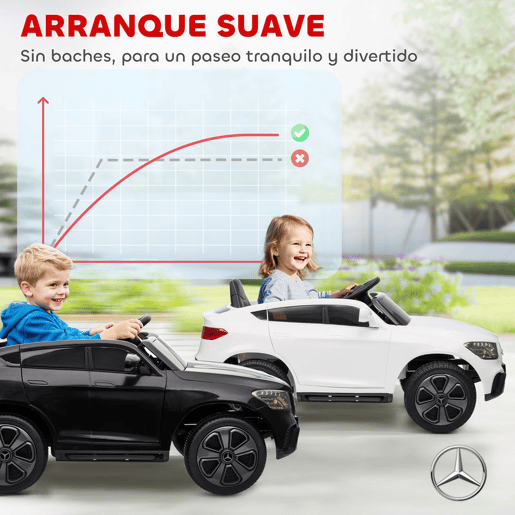 AIYAPLAY Carro Elétrico para Crianças Mercedes-Benz GLC, Coupé de Bateria 12V com Controlo Remoto 2,4 G Motor Duplo Arranque Progressivo 3u20135 kmh Uso 80 Min MP3 Buzina e Faróis LED 3-6 Anos Branco