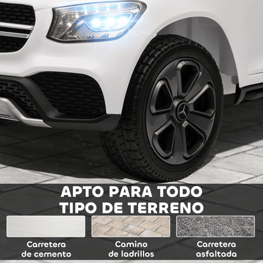 AIYAPLAY Carro Elétrico para Crianças Mercedes-Benz GLC, Coupé de Bateria 12V com Controlo Remoto 2,4 G Motor Duplo Arranque Progressivo 3u20135 kmh Uso 80 Min MP3 Buzina e Faróis LED 3-6 Anos Branco