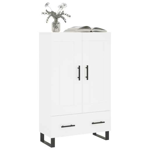 Armário alto - Bufete - Móvel de apoio 69,5x31x115 cm derivados de madeira branco pt1232