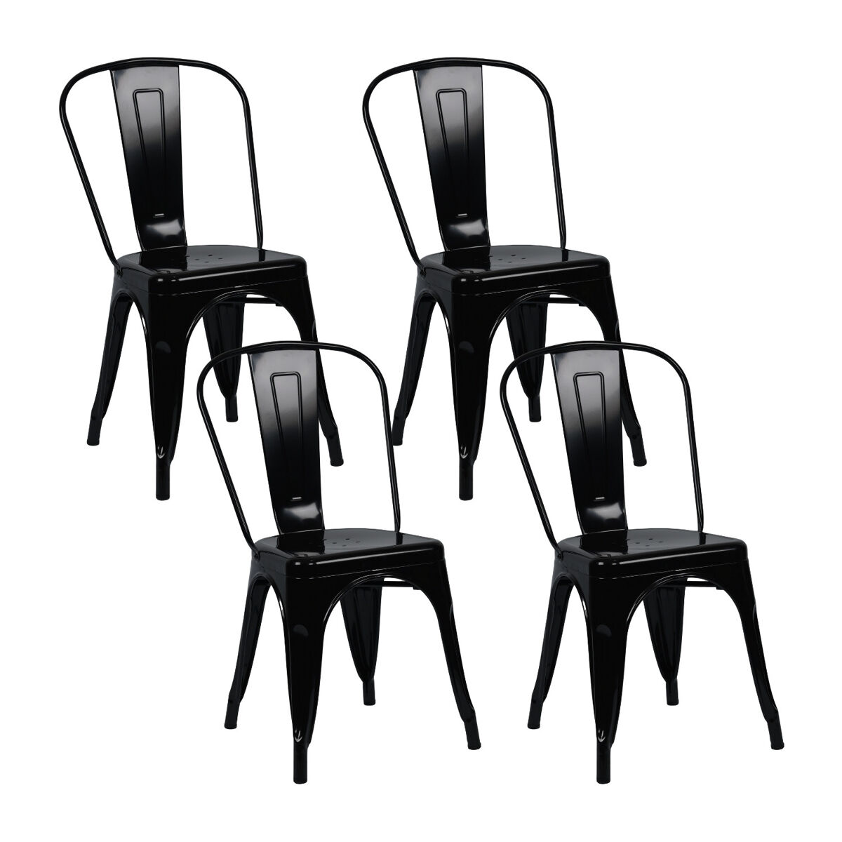 Pack 4 Sillas Apilables Industriales de Acero Thinia Home