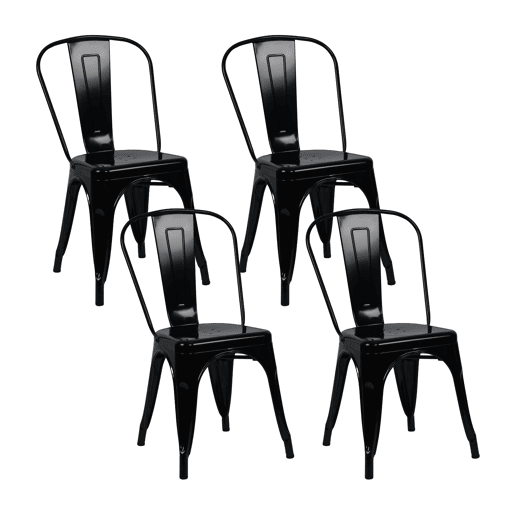 Pack 4 Cadeiras Empilháveis Industriais de Aço Thinia Home