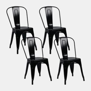 Pack 4 Cadeiras Empilháveis Industriais de Aço Thinia Home