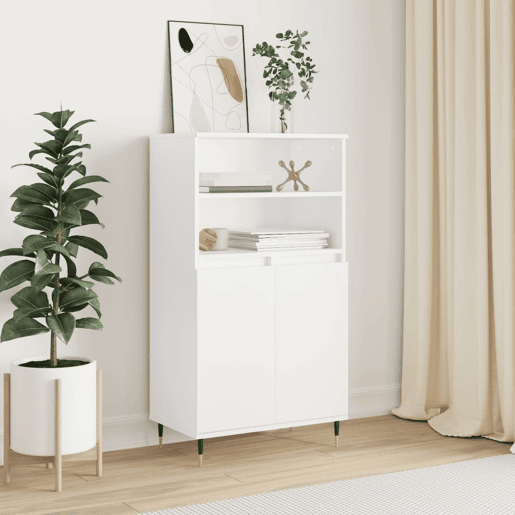 Armário alto - Bufete - Móvel de apoio 60x36x110 cm derivados de madeira branco pt620 Armário alto - Bufete - Móvel de apoio 60x36x110 cm derivados de madeira branco pt620