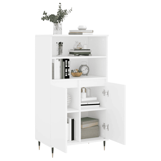 Armário alto - Bufete - Móvel de apoio 60x36x110 cm derivados de madeira branco pt620 Armário alto - Bufete - Móvel de apoio 60x36x110 cm derivados de madeira branco pt620