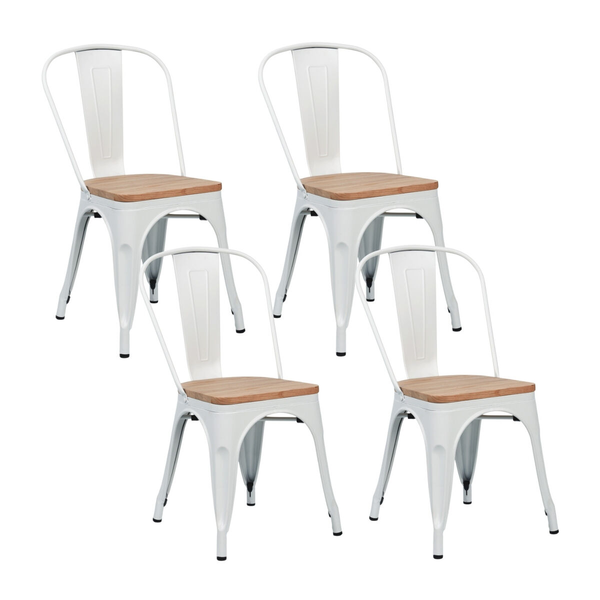 Pack 4 Sillas Industriales de Acero y Madera Thinia Home