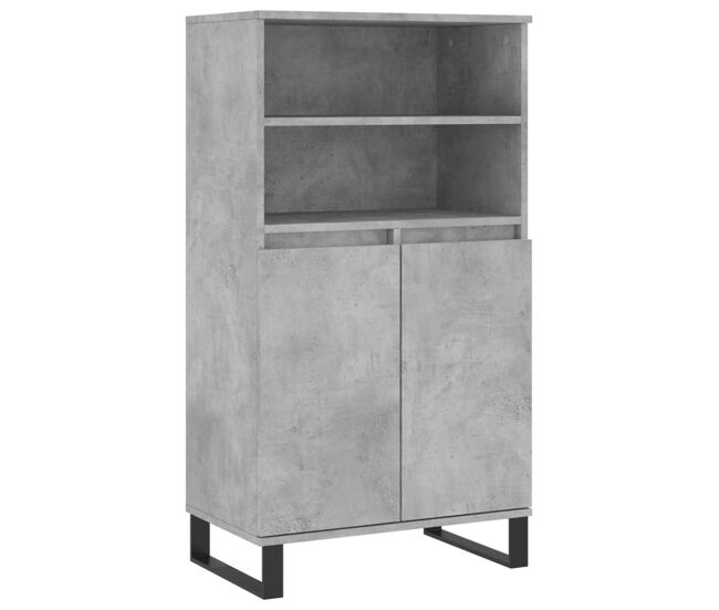 Aparador alto - mueble de almacenamiento madera contrachapada gris hormigón 60x36x110 cm es859