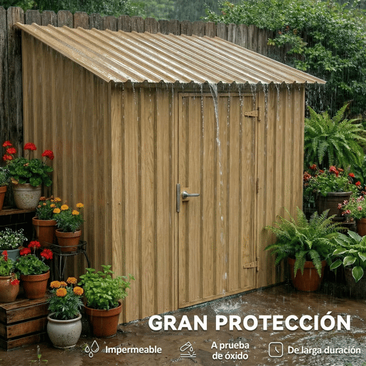 Outsunny 12 Painéis para Telhado de Aço Galvanizado Chapas Perfiladas de Telhado 7m² para Abrigo de Ferramentas Cobertura Garagem Exterior 129x45cm Madeira