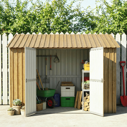 Outsunny 12 Painéis para Telhado de Aço Galvanizado Chapas Perfiladas de Telhado 7m² para Abrigo de Ferramentas Cobertura Garagem Exterior 129x45cm Madeira