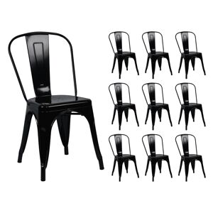 Pack 10 Cadeiras Empilháveis Industriais de Aço Thinia Home