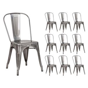 Pack 10 Cadeiras Empilháveis Industriais de Aço Thinia Home