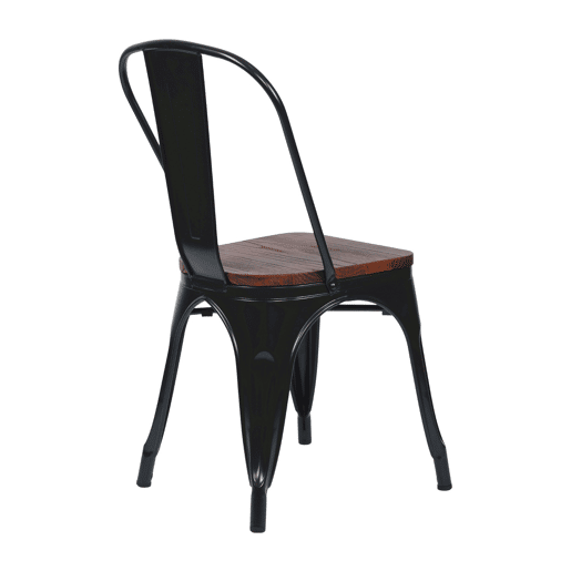 Cadeira Empilhável Industrial de Aço e Madeira Thinia Home