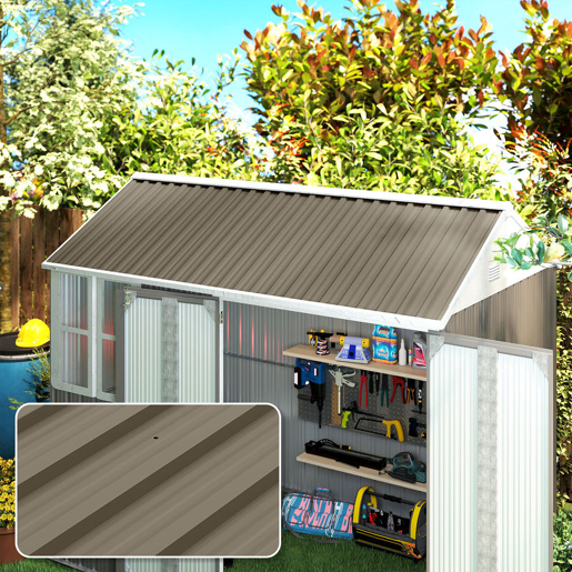 Outsunny 12x Painéis para Telhado de Aço Galvanizado, Chapas Perfiladas para Telhado 7m² para Abrigos Garagens Exterior 129x45cm Castanho