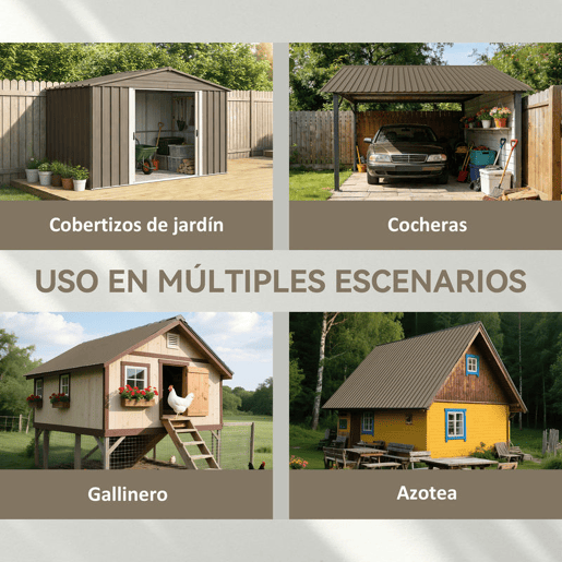 Outsunny 12x Painéis para Telhado de Aço Galvanizado, Chapas Perfiladas para Telhado 7m² para Abrigos Garagens Exterior 129x45cm Castanho
