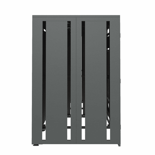 Caixa para lixo com tampa articulada - Compartimentos de armazenamento para lixo, Fecho, Quatro portas, Painel da porta com veios de madeira verticais, Base oca em forma de losango - Cinza, Madeira