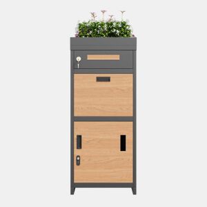 Caixa de correio para encomendas - Com fechadura de combinação, caixa de correio exterior com floreira, armazenamento seguro para encomendas e cartas - Cinza