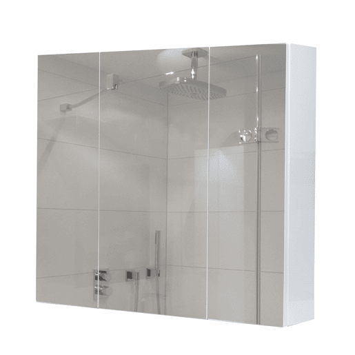 Armário de banheiro espelhado de parede com 6 prateleiras brilhante 70 x 80 x 16 cm branco 04_0005769