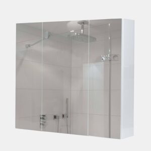Armário de banheiro espelhado de parede com 6 prateleiras brilhante 70 x 80 x 16 cm branco 04_0005769