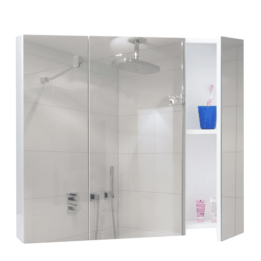 Armário de banheiro espelhado de parede com 6 prateleiras brilhante 70 x 80 x 16 cm branco 04_0005769