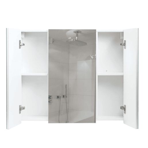 Armário de banheiro espelhado de parede com 6 prateleiras brilhante 70 x 80 x 16 cm branco 04_0005769