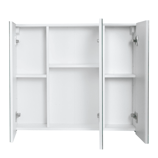 Armário de banheiro espelhado de parede com 6 prateleiras brilhante 70 x 80 x 16 cm branco 04_0005769