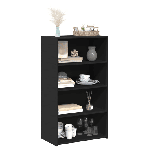 Armário alto - Bufete - Móvel de apoio 70x41x124 cm derivados de madeira preto pt1357