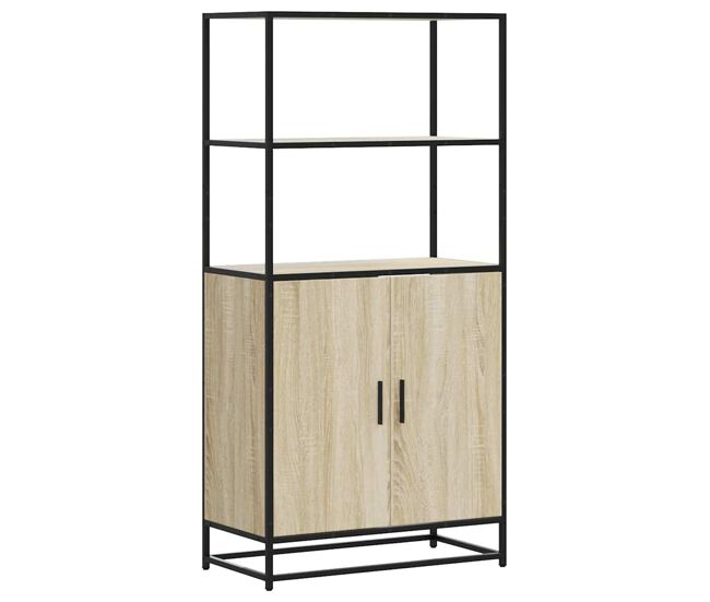 Aparador alto - mueble de almacenamiento madera de ingeniería y metal sonoma 68x35x139 cm es1439