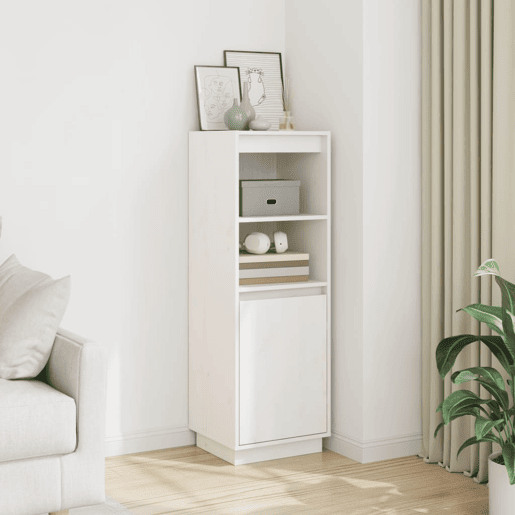 Armário alto - Bufete - Móvel de apoio 37x34x110 cm pinho maciço branco pt542
