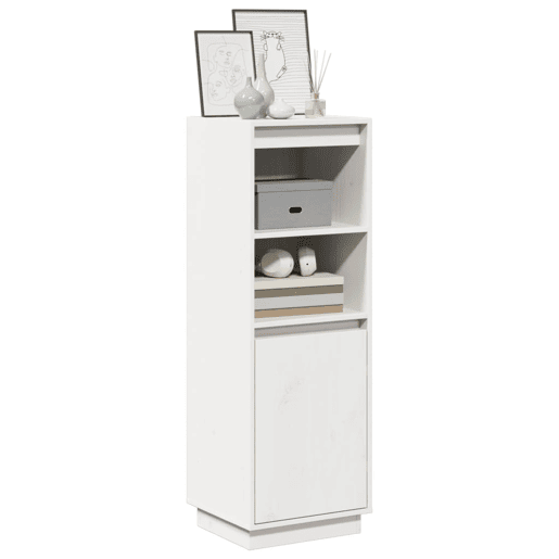 Armário alto - Bufete - Móvel de apoio 37x34x110 cm pinho maciço branco pt542
