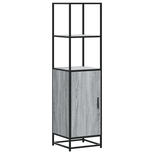 Armário alto - Bufete - Móvel de apoio 35,5x35x139 cm madeira e metal cinza sonoma pt1478