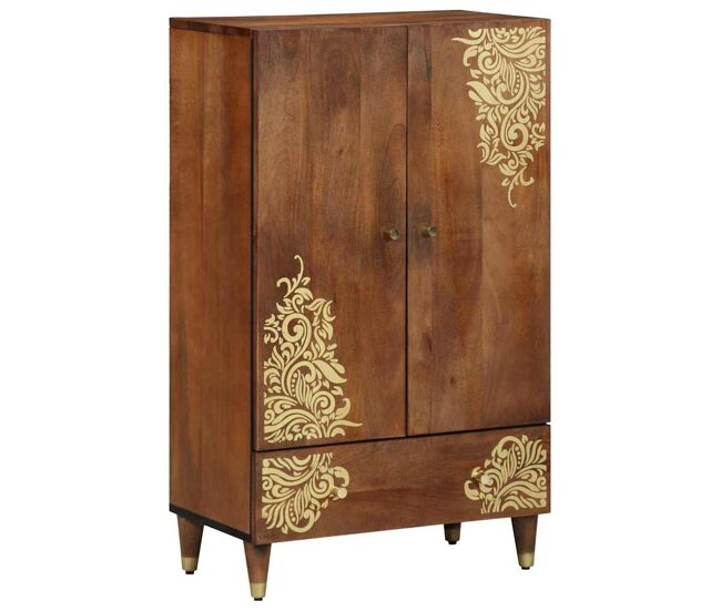 Aparador alto - mueble de almacenamiento marrón 60 x 33 x 100 cm madera de mango maciza es1530
