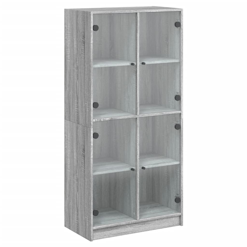 Aparador alto - Mueble de almacenamiento 68 Roble/ Gris