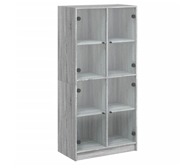 Aparador alto - mueble de almacenamiento con puertas madera gris sonoma 68x37x142 cm es518