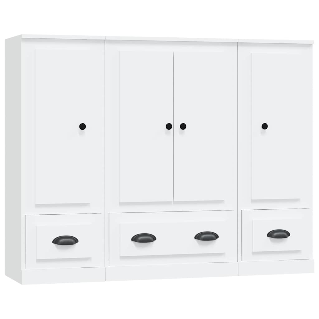 Aparador - muebles de almacenamiento altos 3 piezas madera contrachapada blanco es5328