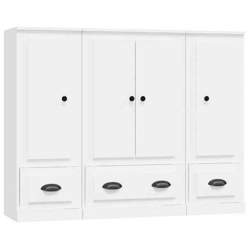 Aparadores - Bufetes - Móveis de apoio altos 3 pcs derivados de madeira branco pt5328