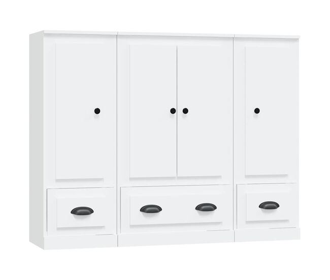 Aparador - muebles de almacenamiento altos 3 piezas madera contrachapada blanco es5328