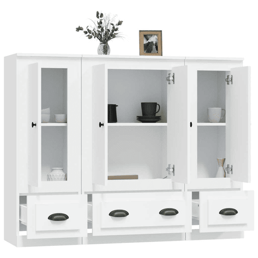 Aparadores - Bufetes - Móveis de apoio altos 3 pcs derivados de madeira branco pt5328