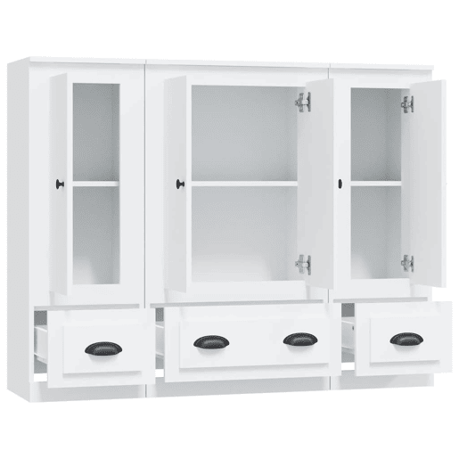 Aparadores - Bufetes - Móveis de apoio altos 3 pcs derivados de madeira branco pt5328