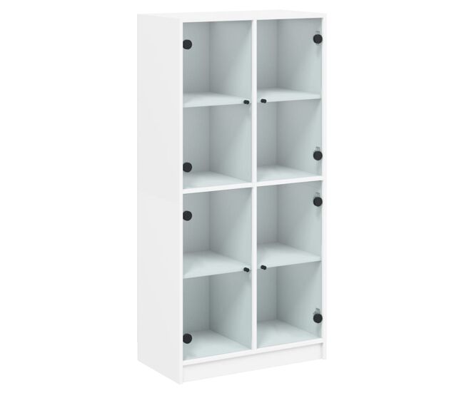 Aparador alto - mueble de almacenamiento con puertas madera ingeniería blanco 68x37x142 cm es521