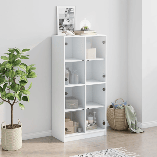 Armário alto - Bufete - Móvel de apoio c portas 68x37x142 cm derivados de madeira branco pt521