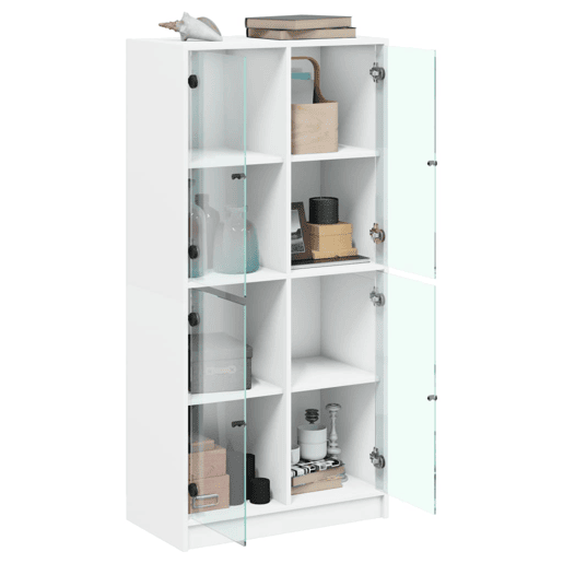 Armário alto - Bufete - Móvel de apoio c portas 68x37x142 cm derivados de madeira branco pt521