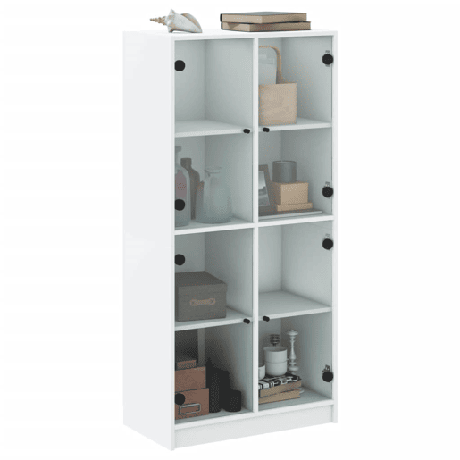 Armário alto - Bufete - Móvel de apoio c portas 68x37x142 cm derivados de madeira branco pt521