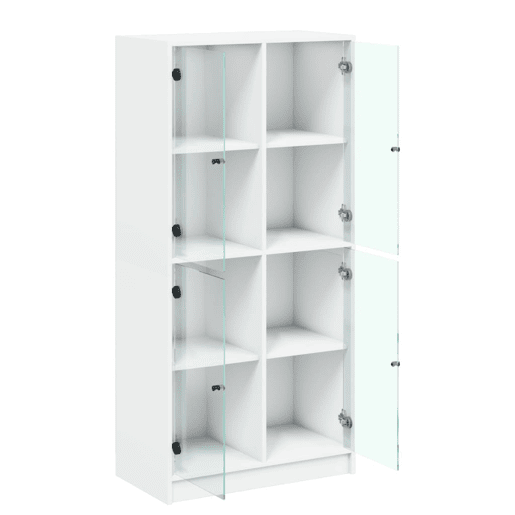 Armário alto - Bufete - Móvel de apoio c portas 68x37x142 cm derivados de madeira branco pt521